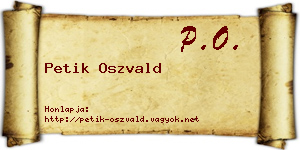Petik Oszvald névjegykártya